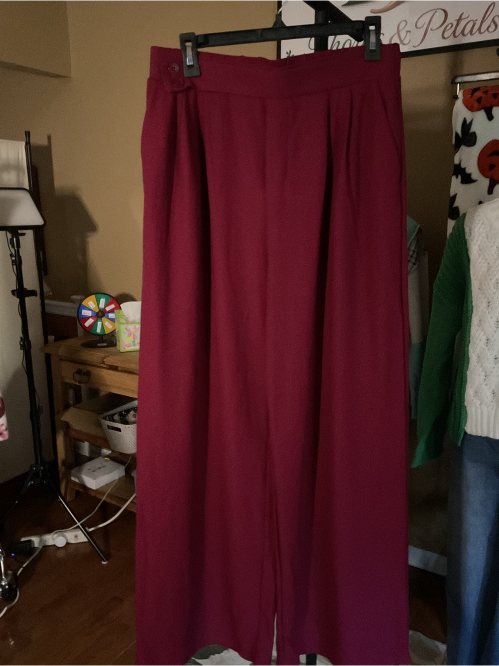 HALARA Wide-Leg High-Waist Pants in Burgundy